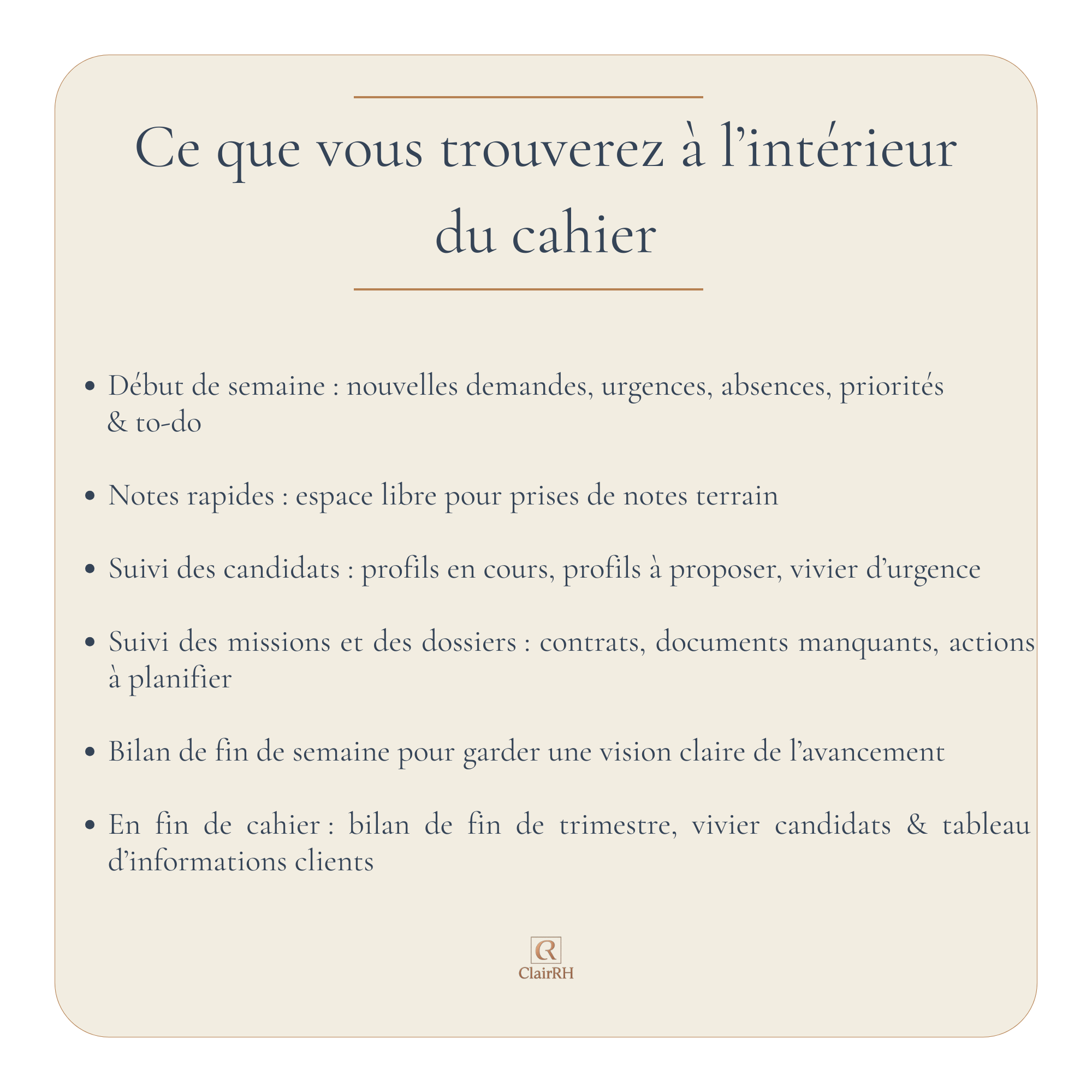 Le Cahier de bord recruteur (version papier)